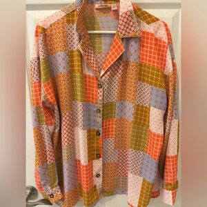 Willow‎ Root Colorful Patchwork Casual Button Down Shirt